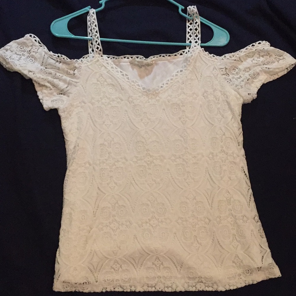 White, lacy, off-the-shoulder top